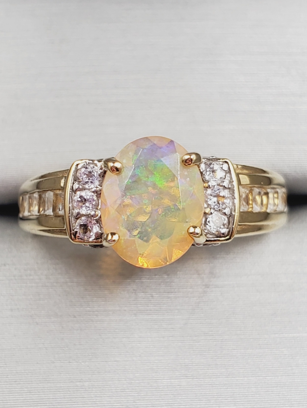 Genuine Faceted Opal Yellow Gold | 925 Sterling Silver